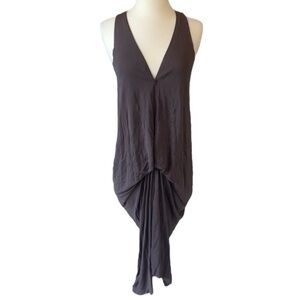 Rozae Nichols Brown Zip Front Sleeveless Lagenlook Dress